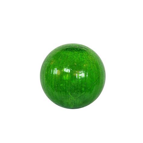 Alpine Small Green Crackled Glass Ball With Led Lights Egg100gn S The Home Depot
