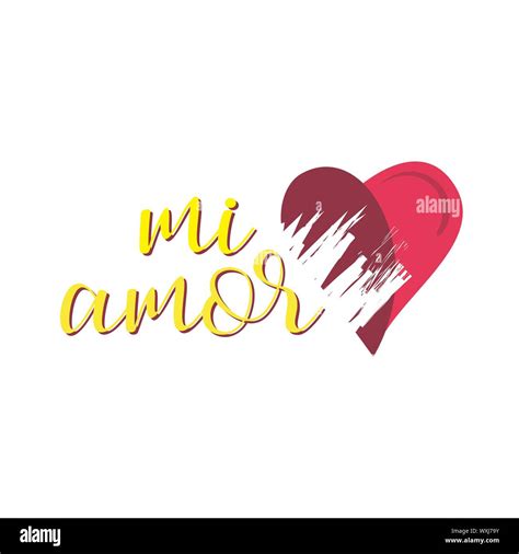 Mi Amor Vector Hand Lettering My Love In Spanish Vector Digital Calligraphy Romantic Inscription