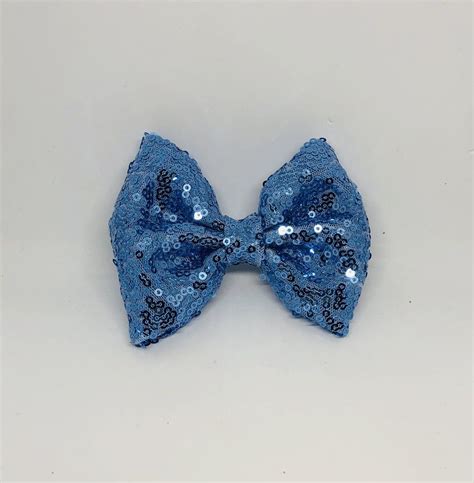 Blue Sequin Hair Bow In 2021 Hair Bows Sequin Fabric Sequins