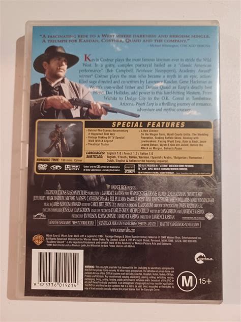 Wyatt Earp 1994 DVD R4 VGC Kevin Costner Dennis Quaid Gene Hackman