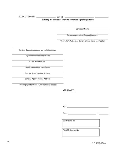 Dot Form 272 003 Download Fillable Pdf Or Fill Online Contract Bond