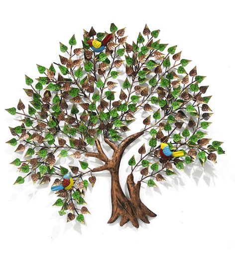 Buy Iron Decorative Tree Wall Art In Green By Malik Design Online