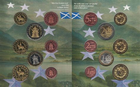 2 EURO 2003 UK SCOTLAND PROBE PATTERN ESSAI 8 DIF UNC SET 0 01 YEAR