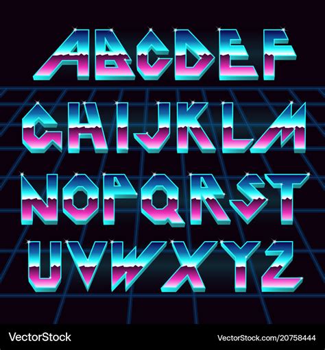 80 S Retro Alphabet Font Royalty Free Vector Image