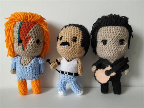 Crochet Freddie Mercury, David Bowie and Johnny Cash : crochet