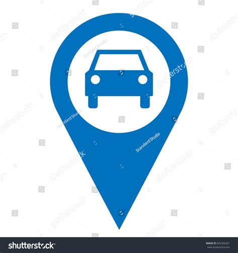 Car Parking Pinpoint Blue White Isolated Stock Vector Royalty Free