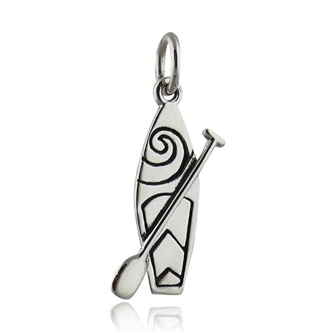 Sterling Silver SUP Stand Up Paddle Board Charm 925 Sterling Silver
