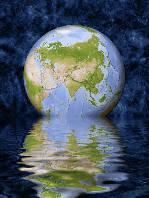 Planet Earth Rising Out Of Waters Digital Art By Michael Schmeling