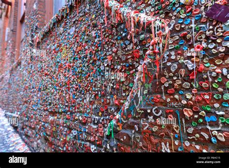 Gum wall Seattle, which is a local landmark in downtown Seattle, in