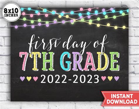 1st Day 7th Grade Sign 2022 First Day Of 7th Grade Printable Etsy Finland