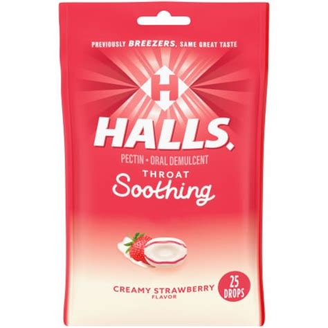 Halls Throat Soothing Formerly Halls Breezers Creamy Strawberry Throat Drops Oz Fred Meyer