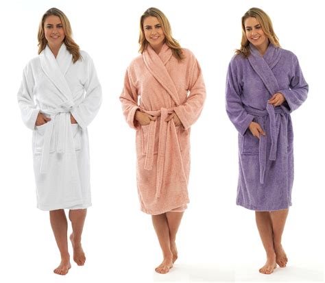 Womens Pure 100 Cotton Luxury Towelling Bath Robes Dressing Gowns Size
