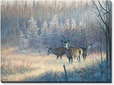 jim kasper open edition oversize gallery wrapped canvas giclee morning trio whitetail deer