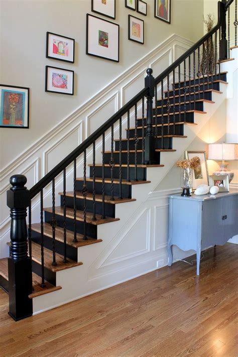 Stair railings are a necessary part of the architecture of your home if you have stairs. how to paint stairs with chalk dark rustic wood farmhouse ...