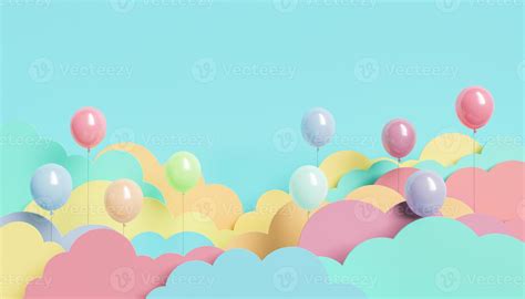 Fondo Infantil De Nubes De Colores Con Globos 3732338 Foto De Stock En