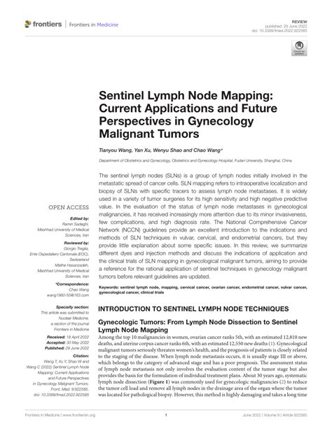 Pdf Sentinel Lymph Node Mapping Current Applications And Future