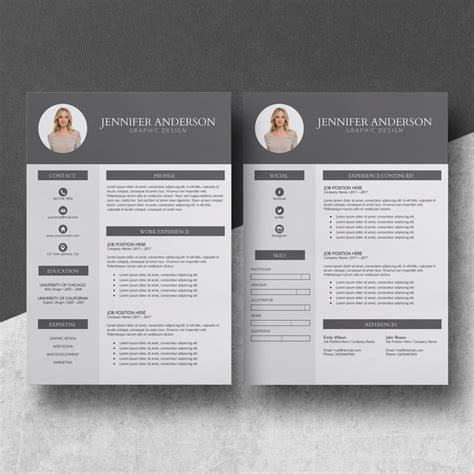 Photo Resume Instant Download Resume Bundles Modern And Etsy Best Resume Template Creative