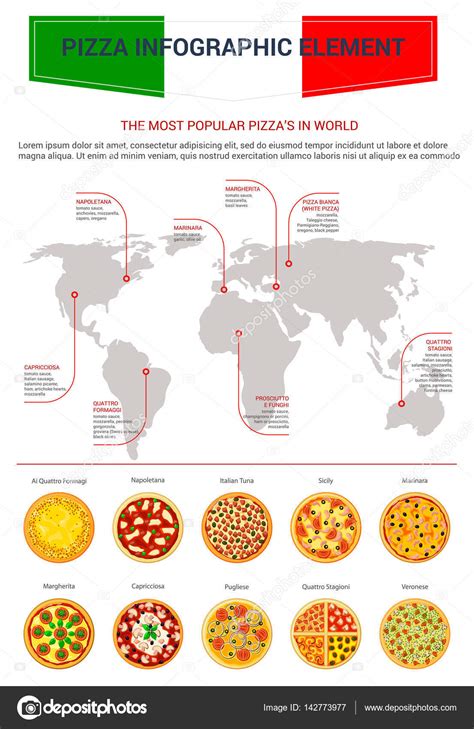Pizza Popular World Map Infographics Vector Stock Vector Image By