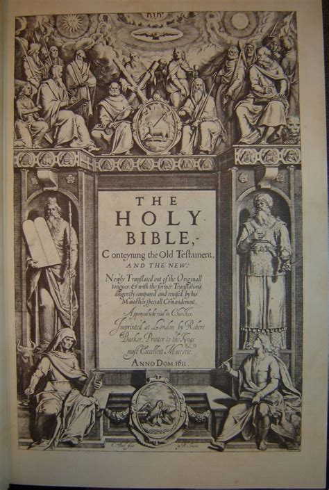 King James Bible Facsimile Of Title Page 1611 1611 King James Bible