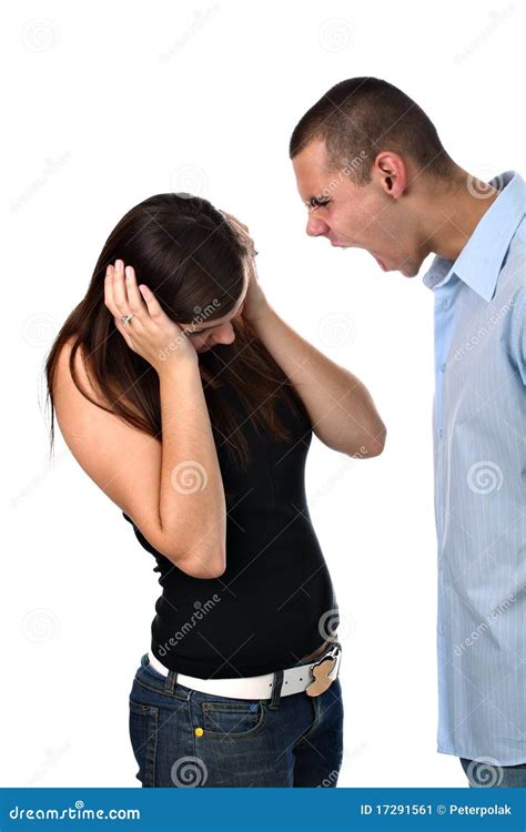 Boy Yelling At His Girlfriend Isolated On White Royalty Free Stock