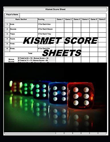 Kismet Score Sheets 120 Kismet Dice Game Score Book Kismet Score Pads