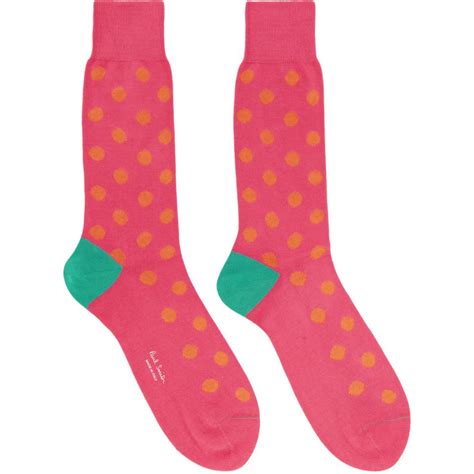 Paul Smith Cotton Pink And Orange Bright Spot Socks For Men Lyst
