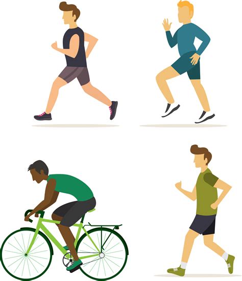 Exercise Fitness Stretching Walking Man Flat Icons Exercise Design