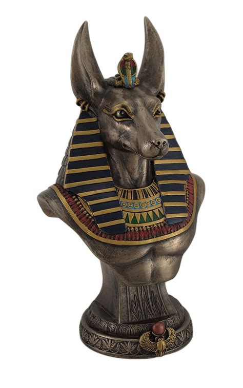 Resin Statues Ancient Egyptian Jackal God Anubis Bronze Finished Bust