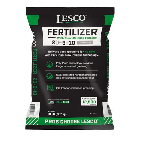 Lesco 50 Lb 12500 Sq Ft 20 5 10 Natural All Purpose Lawn Fertilizer In