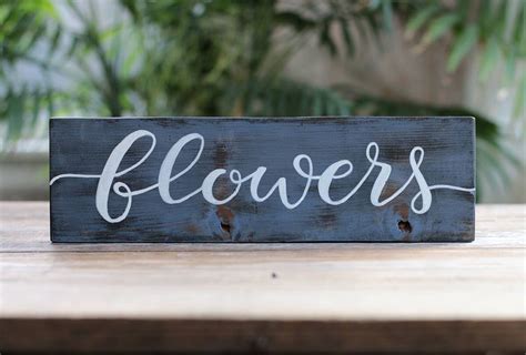 Flowers Wood Sign Hand Lettered Wood Sign Vintage Flea Etsy Wood