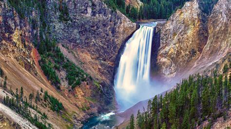 Support us by sharing the content, upvoting wallpapers on the page or sending your own background. Yellowstone River Waterfall 4K Desktop Wallpaper