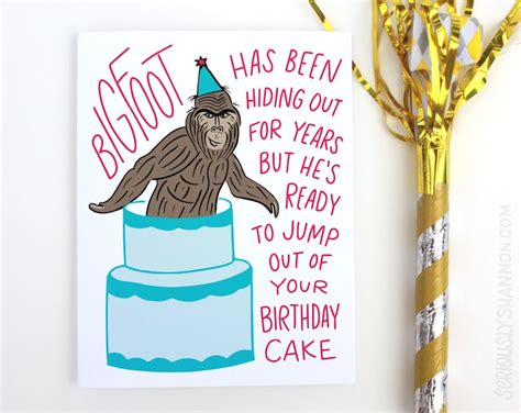 Funny Birthday Card Bigfoot Greeting Card Funny Sasquatch Etsy