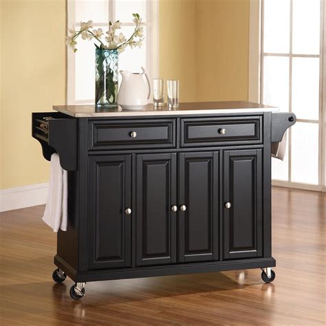 Kitchen island unit butchers block trolley breakfast bar table storage cabinet. Crosley Furniture Black Craftsman Kitchen Island at Lowes.com