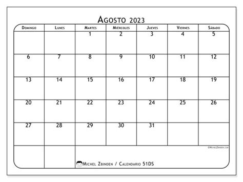 Calendario Agosto De 2023 Para Imprimir “483ds” Michel Zbinden Bo