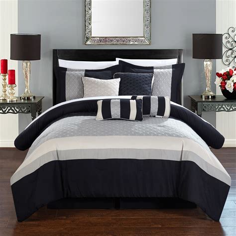 Chic Home 12 Piece Delmonte Black And Grey Comforter Set Overstock
