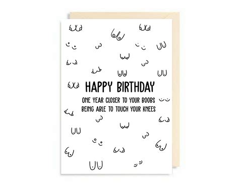 A5 Funny Boob Birthday Greeting Cards Saggy Boob Birthday Etsy