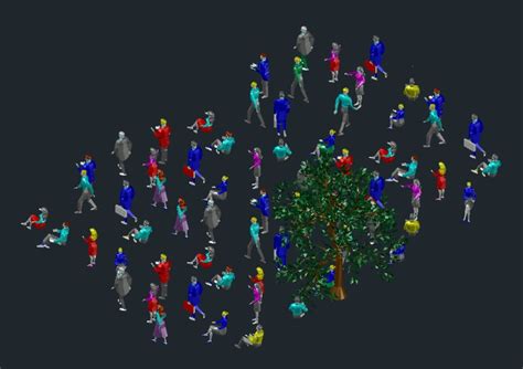 People Crowd And A Tree In 3d In Autocad Cad 356 Mb Bibliocad