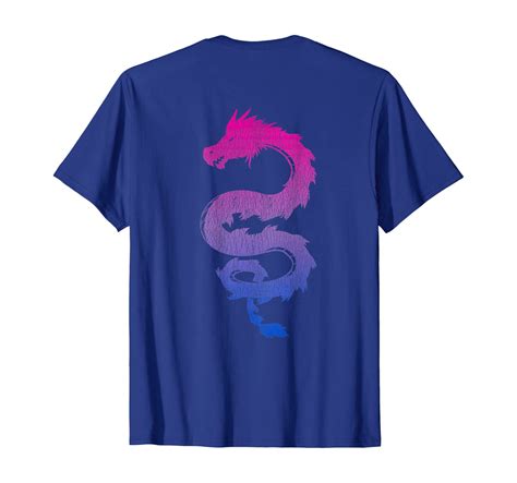 Bisexual Japanese Dragon Bi Pride Flag Colors Back Design T Shirt