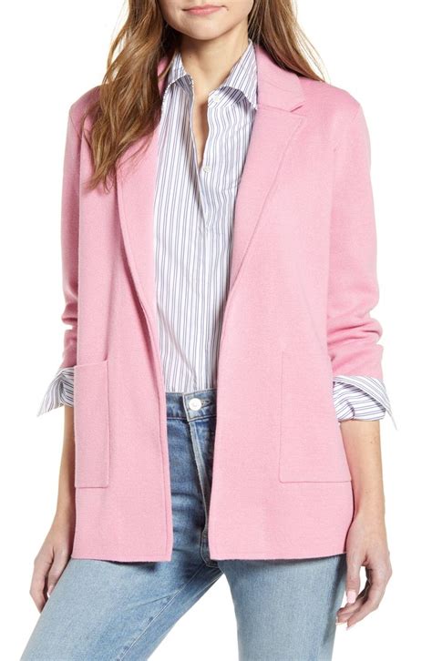 women s j crew new lightweight sweater blazer size x large pink pink blazer outfits light