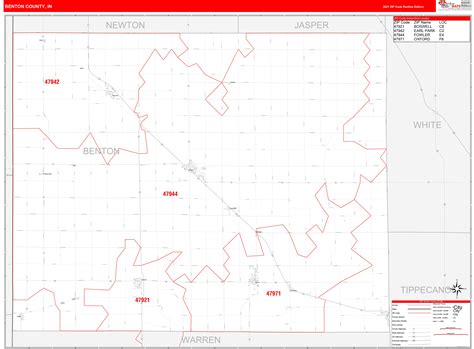 Benton County In Zip Code Wall Map Red Line Style By Marketmaps