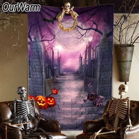 Ourwarm 150220cm Halloween Party Backdrop Pumpkin Lamps Easy Halloween