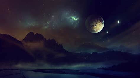 Weitere ideen zu desktop hintergrund, hintergrund, hintergrundbilder. Herunterladen 1920x1080 Full HD Hintergrundbilder planet landschaft mond berge nacht 1080p