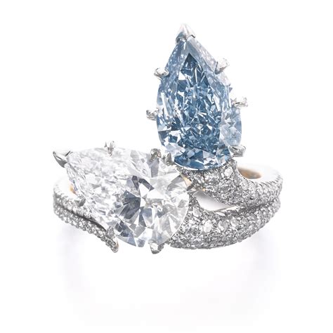 Important Fancy Intense Blue Diamond Ring Duet Sothebys Diamonds