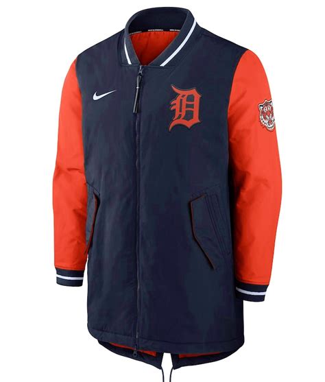 Full Zip Navy Orange Detroit Tigers Dugout Performance Jacket Jackets