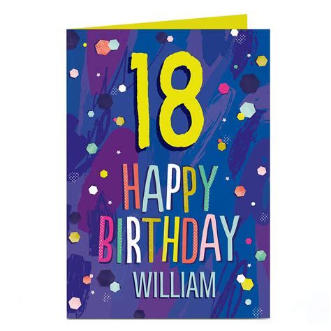 Buy Personalised Birthday Card Happy Birthday Blue Editable Age For