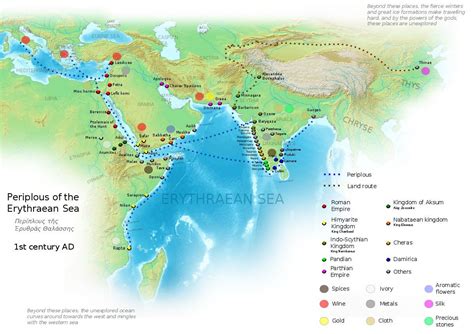 Periplous Trade Route Map Of The Erythaean Sea Indian Ocean 1st
