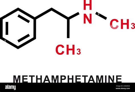 Fórmula química de la metanfetamina Estructura molecular química de la