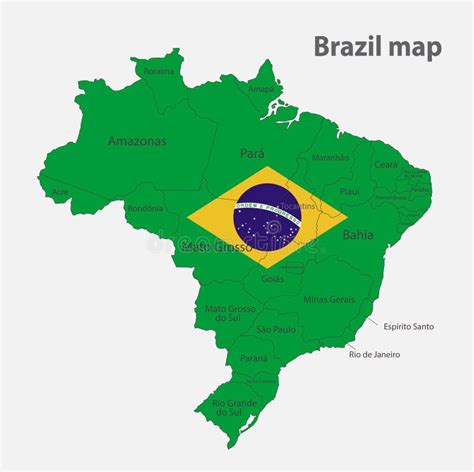 Mapa De Brasil Nas Cores Da Bandeira Ilustração do Vetor Ilustração