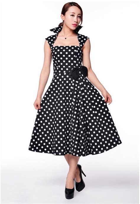 Polka Dot Bow Pleat Dress Mode Mundo