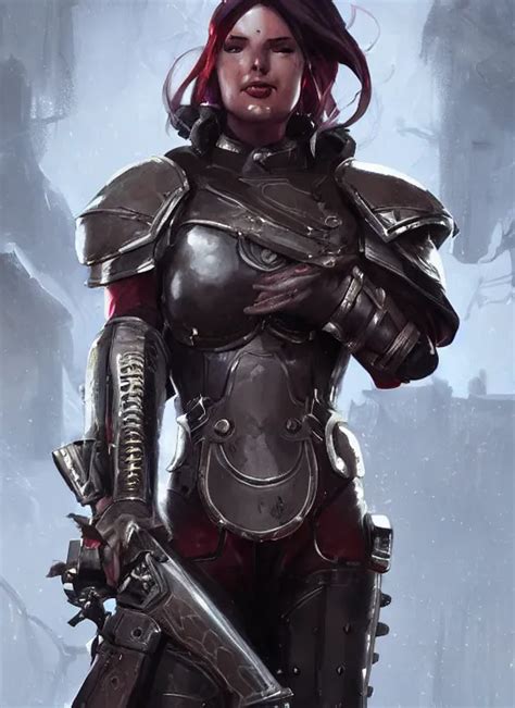 Beautiful Female Inquisitor Warhammer 40k Leather Stable Diffusion